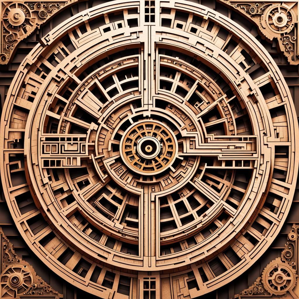 Mystical Steampunk Labyrinth in Intricate Mandala Design