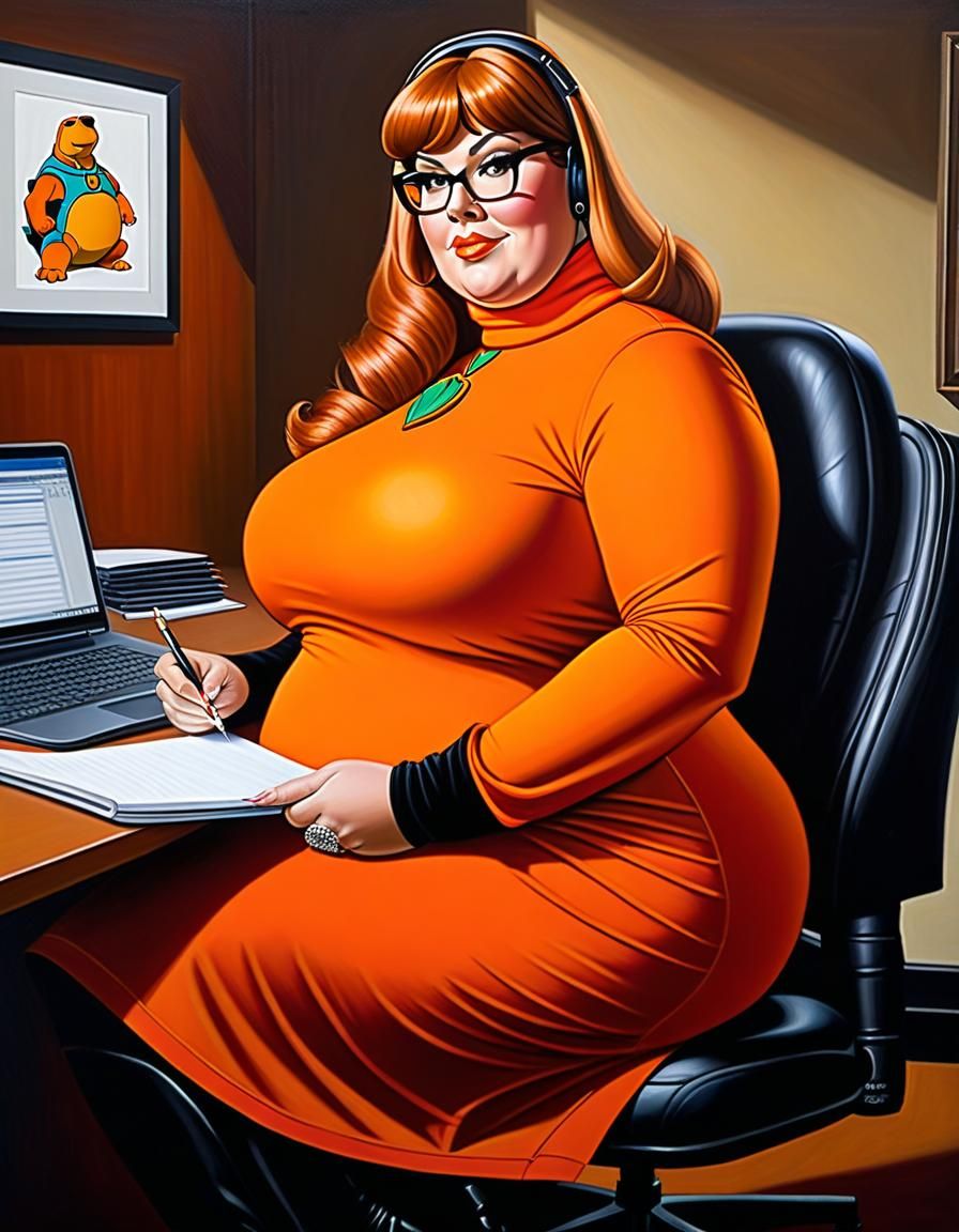 Velma from Scooby Doo as a Plus-Size Oil Portrait