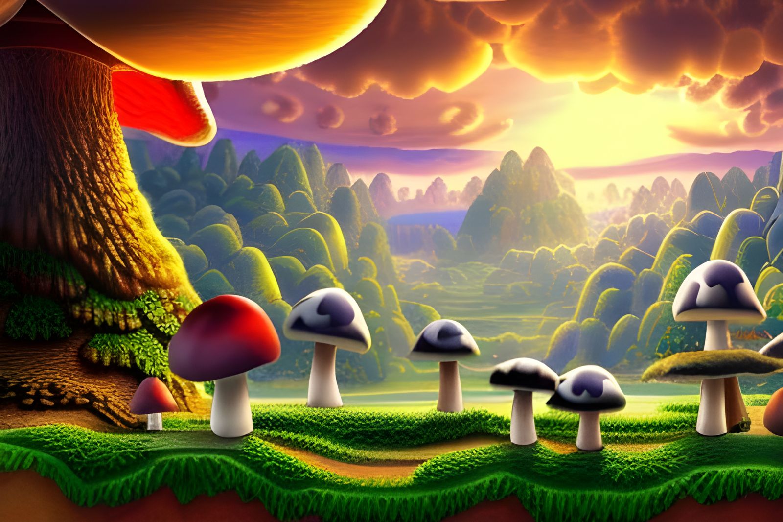 Mushroom Kingdom Landscape in Epic Digital Detail