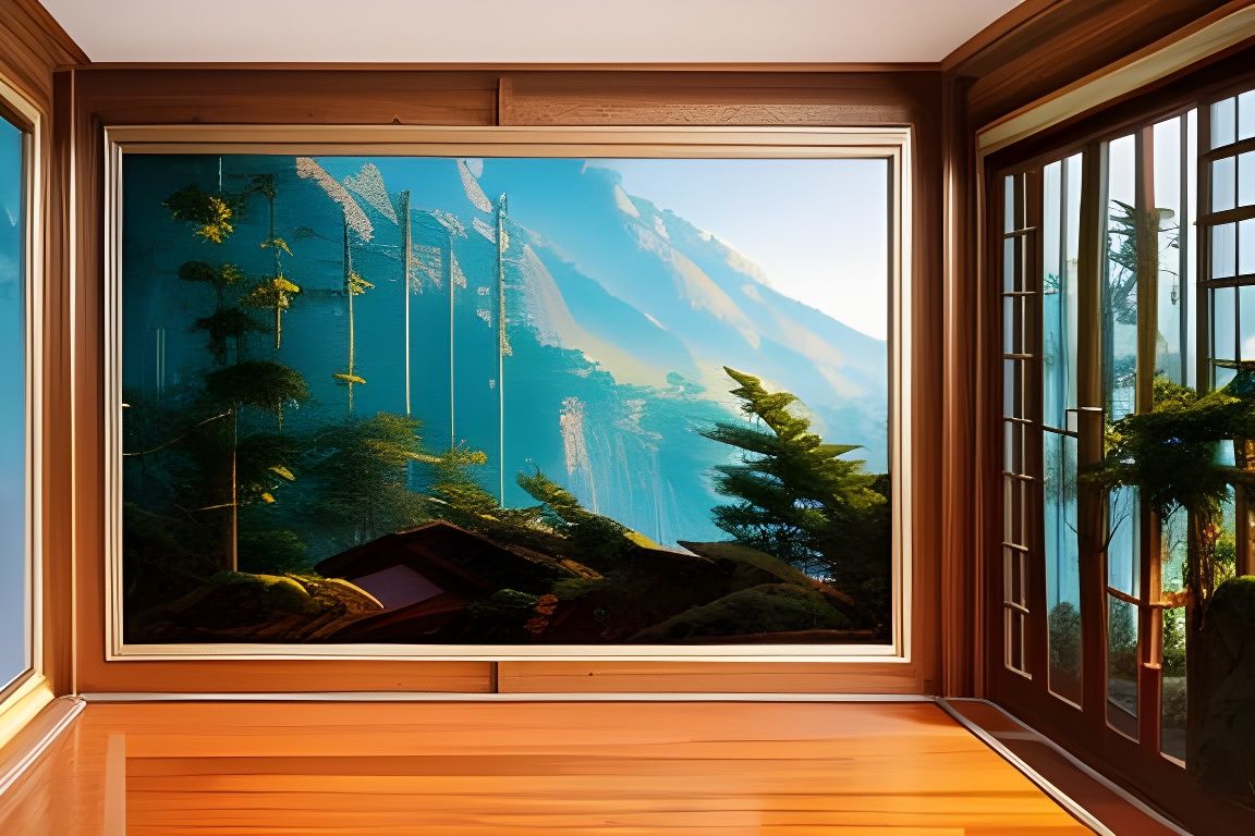 Bamboo Television Set Concept Art in Vibrant Cel-Shaded Styl...