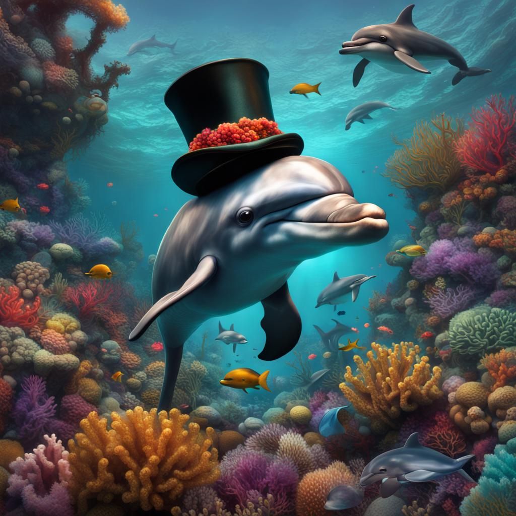 Glorious Dolphin in Majestic Reef Landscape