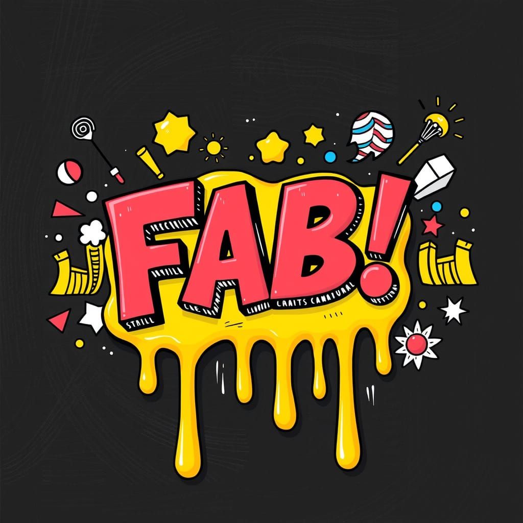 Vibrant Melting Wax Art with Whimsical Comic Lettering