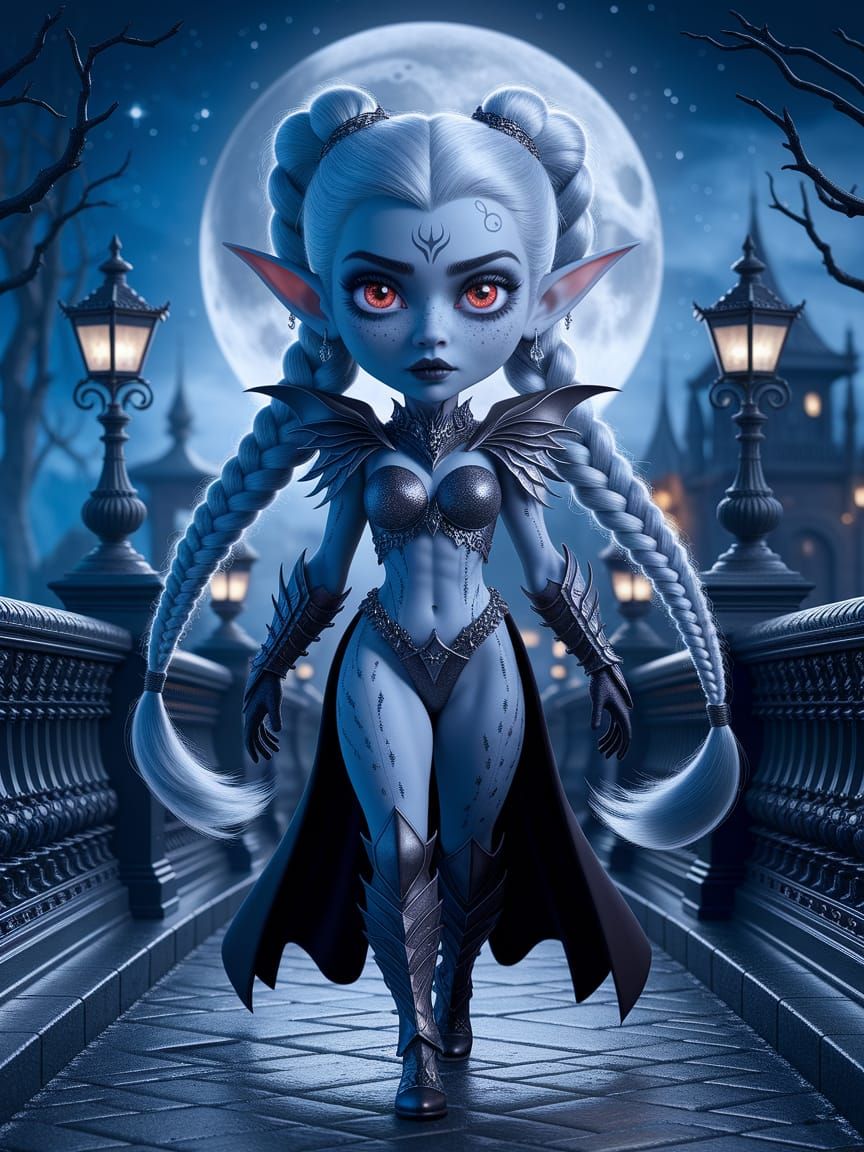 Macabre Dark Elf in Gothic Dreamscape