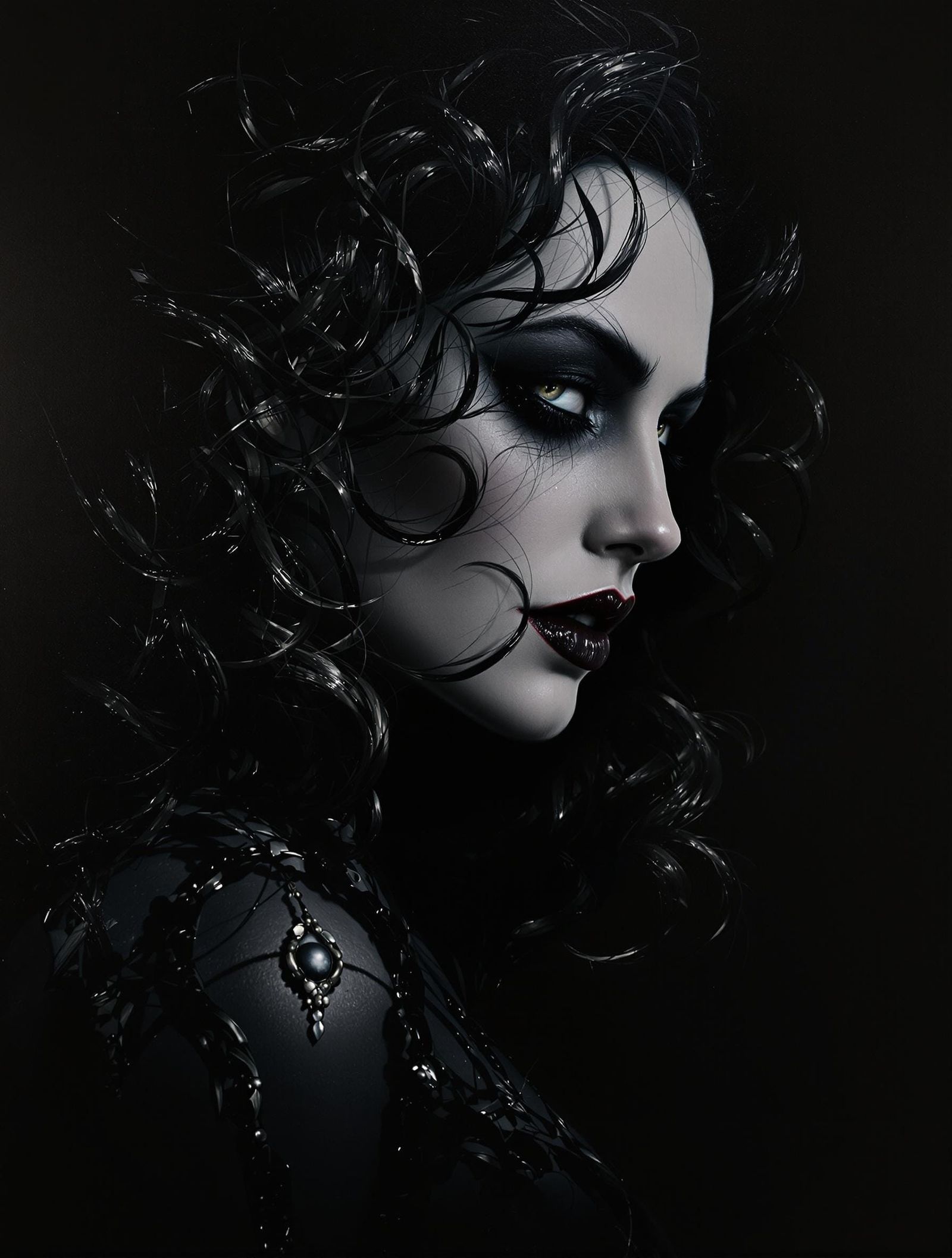 Seductive Siren in Dramatic Chiaroscuro