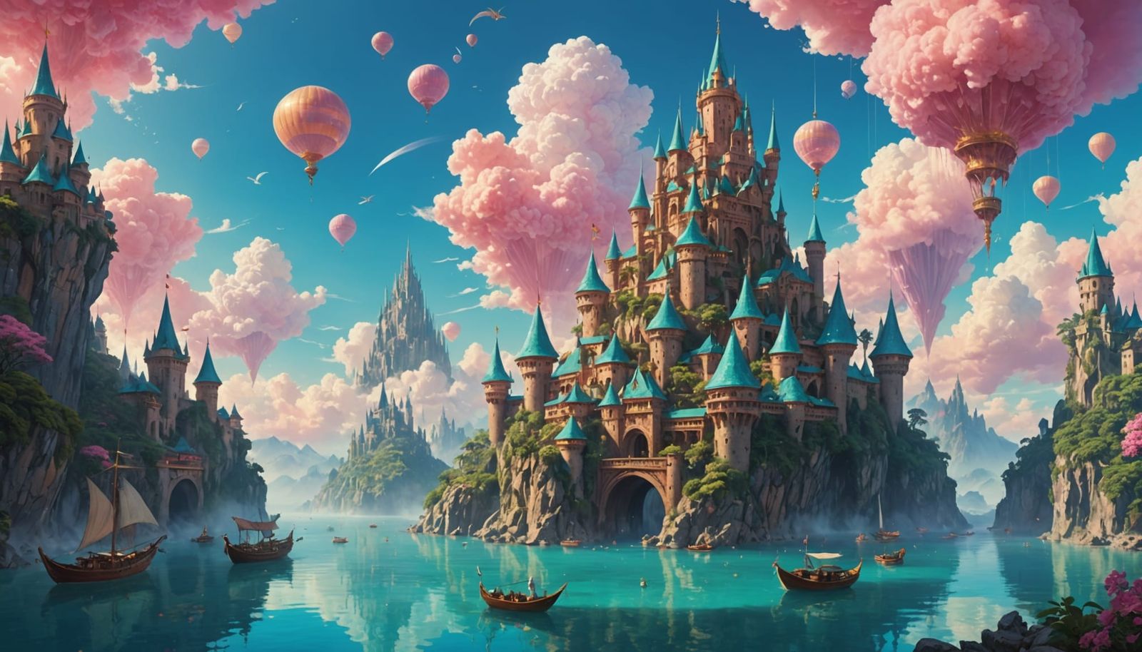 Dreamlike Lemuria with Floating Cities
