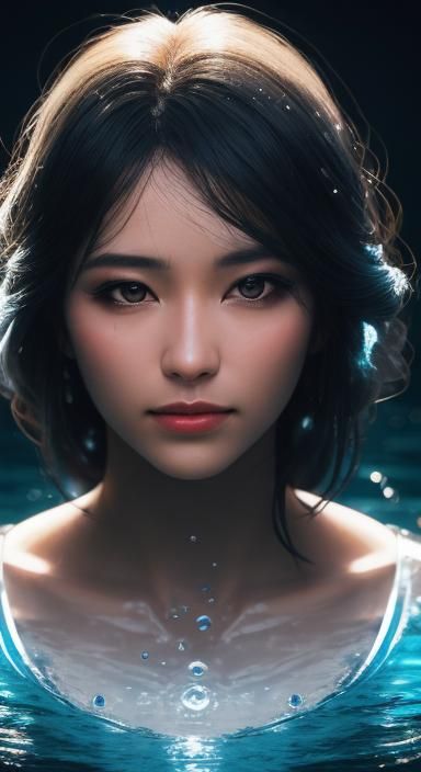 Surreal Mermaid Goddess in Vibrant Water Entity