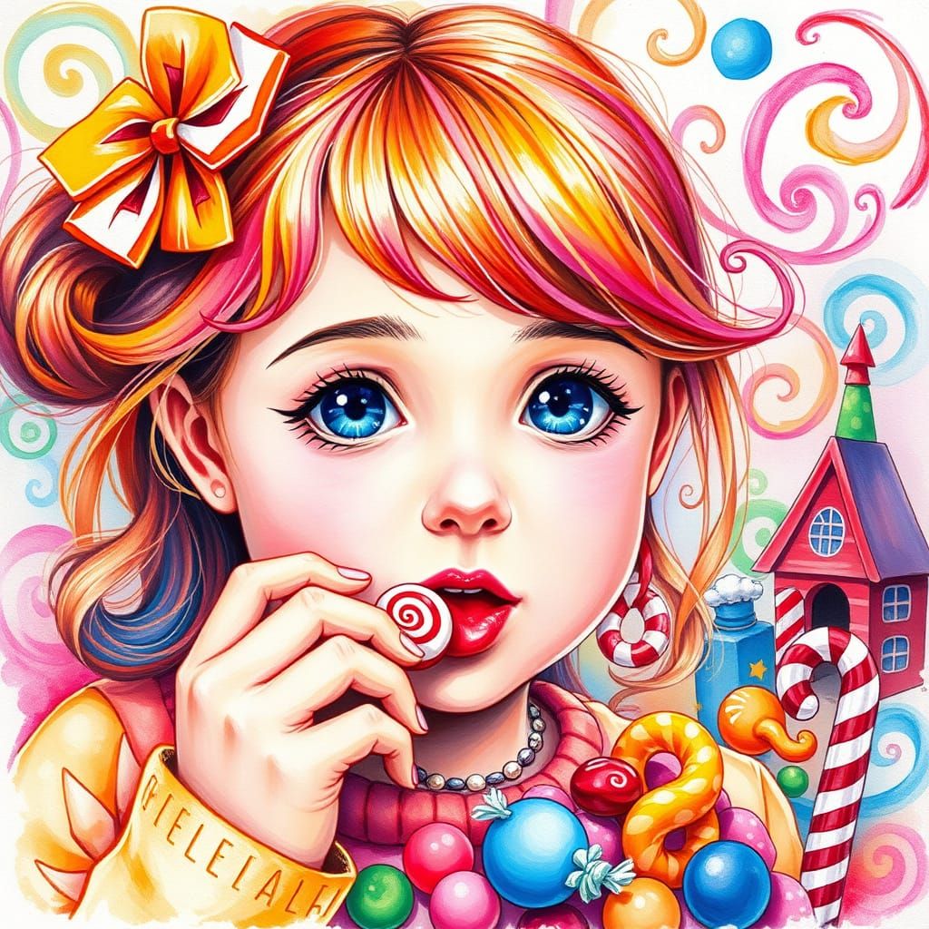 Girl in Whimsical Candyland Wonderland