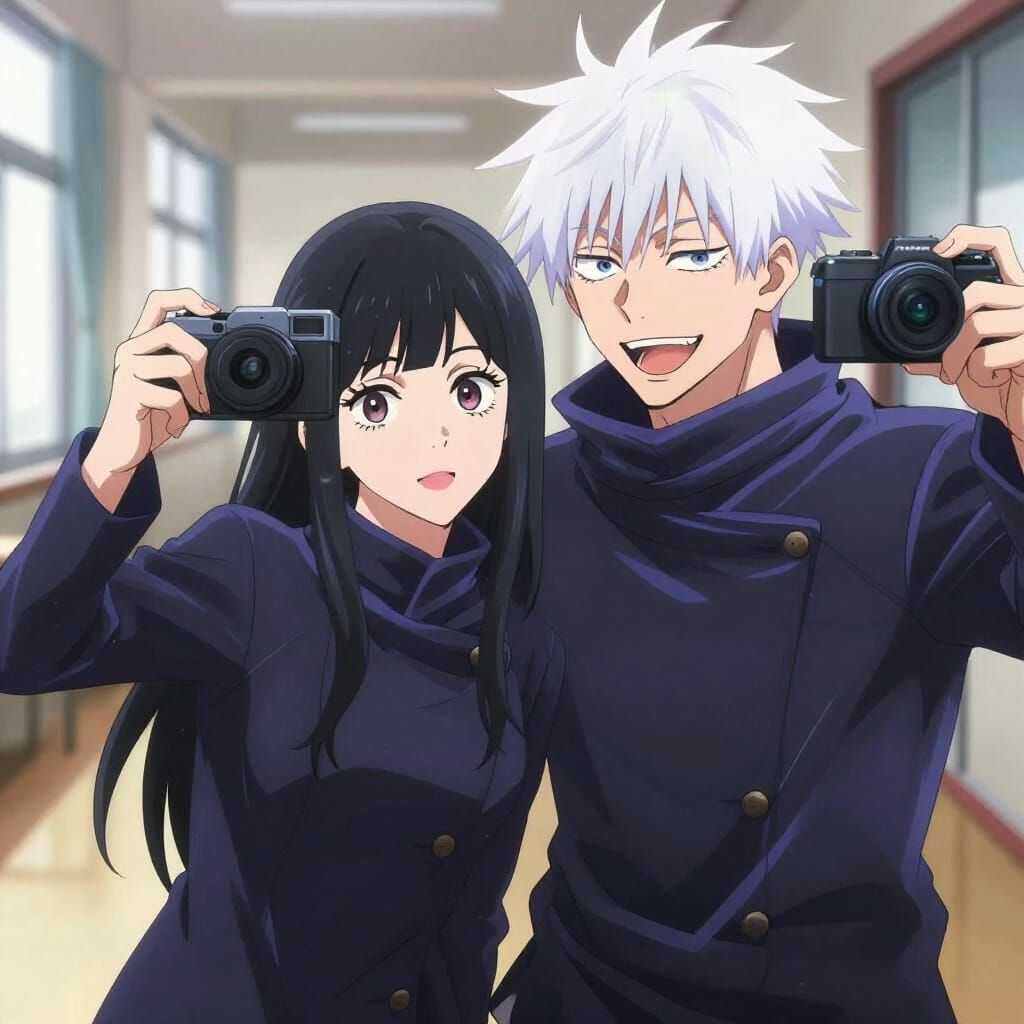 Jujutsu Kaisen Anime Style: OC and Satoru Gojo Selfie