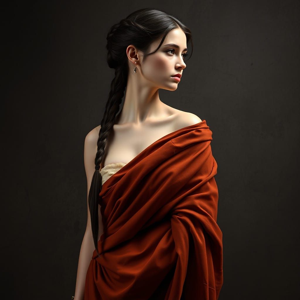 Ethereal Renaissance Woman Lost in Thought