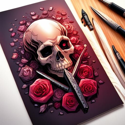 Dark Surrealist Skulls in Perfect Comic Book Art Style