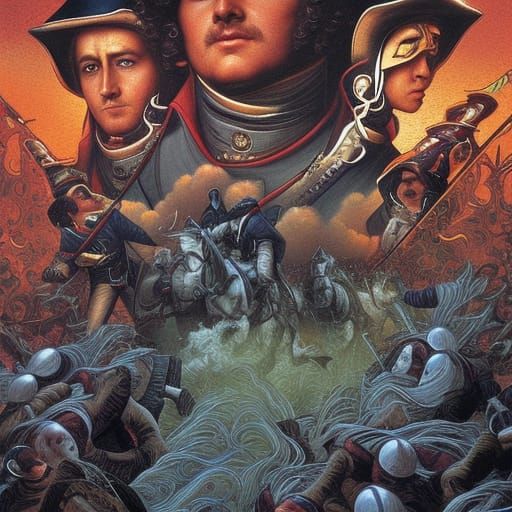 Napoleon Invasion in Comic Book Art Style