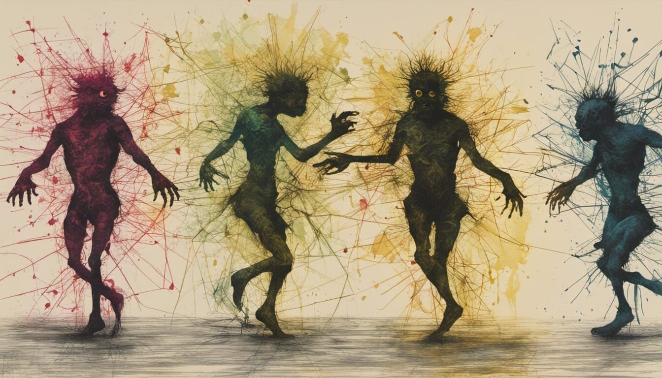 Exploding Ink Monsters Dancing on the Paper II