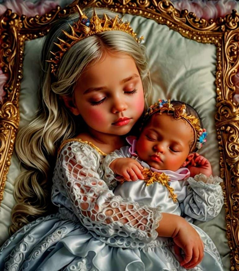 Baby Princess Sleeping with Magical Unicorn