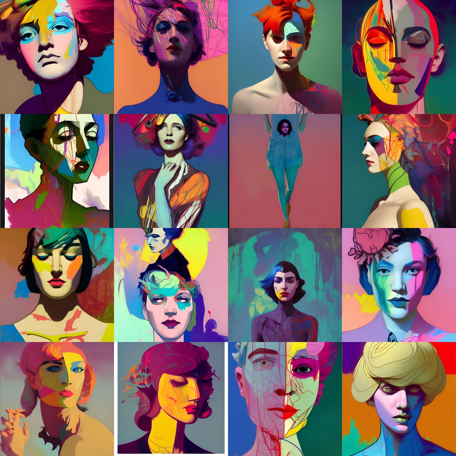 Solemn Portrait of a Transgender Person in Art Deco Style