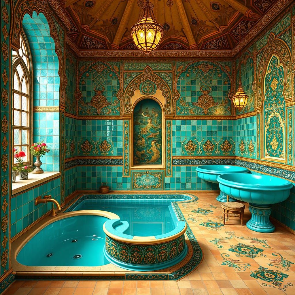 Ornate Turkish Hammam in Art Nouveau Style