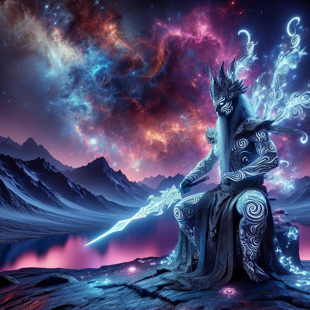 Mystical South Asian Warrior with Glowing Tattoos