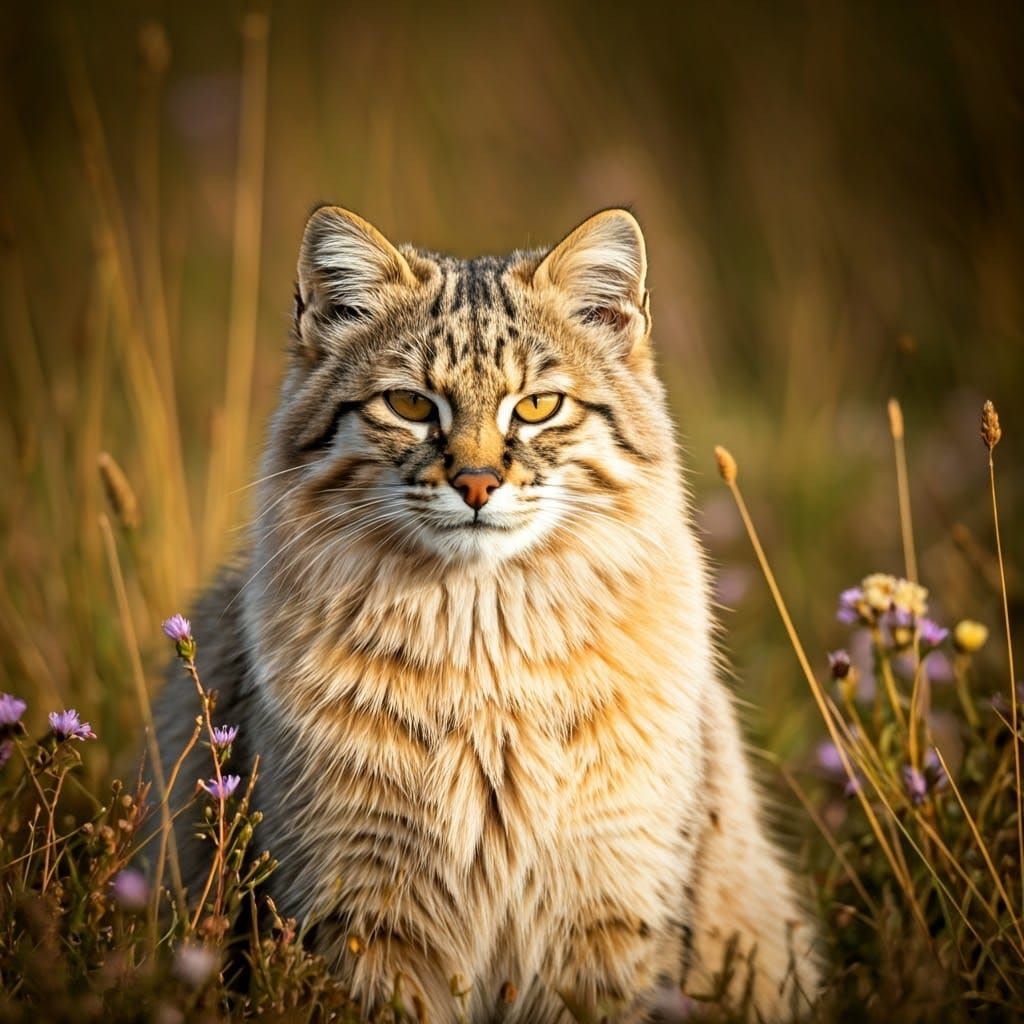 Regal Pampas Cat in Golden Savannah