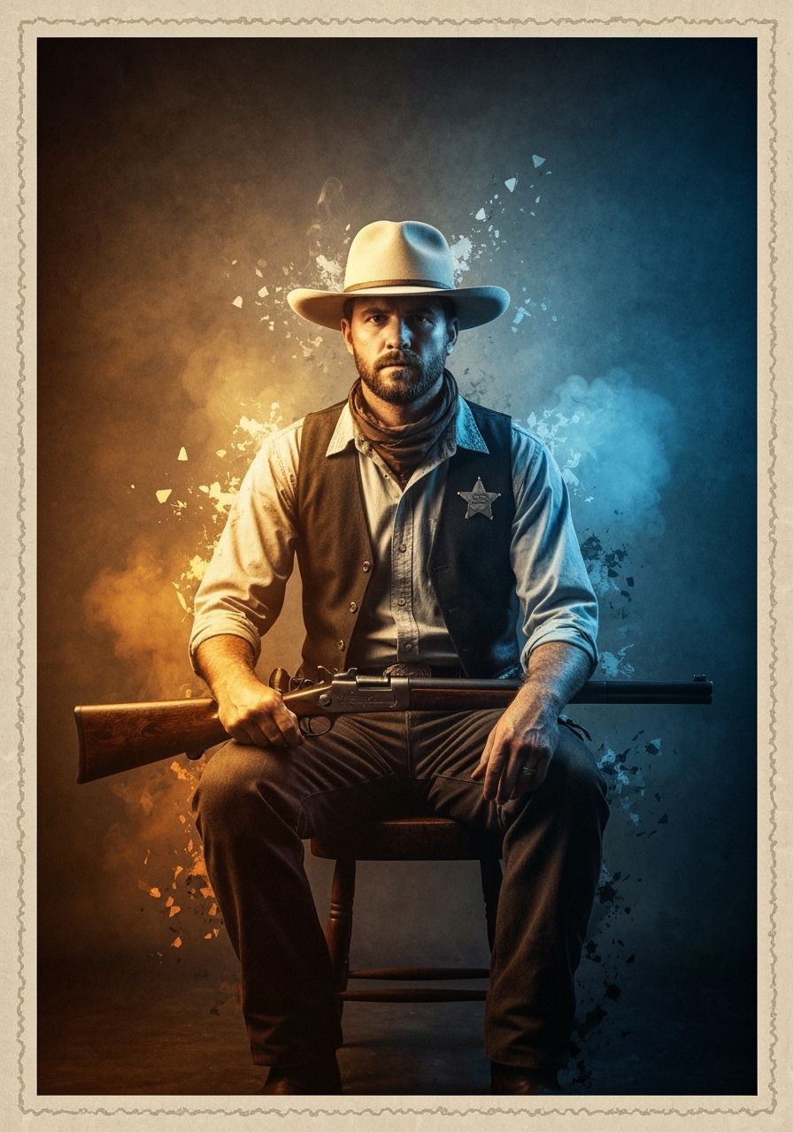 1800s Gunslinger Portrait in Smoky Golden Light
