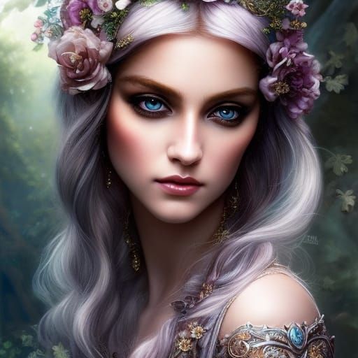 Woodland Elf Portrait with Iridescent Highlights