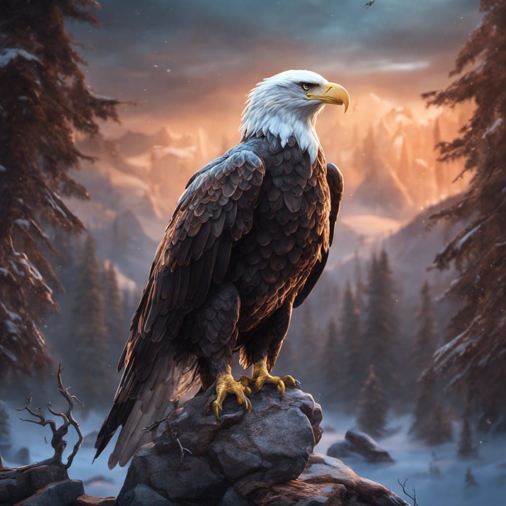 a beautiful, blown glass majestic bald eagle