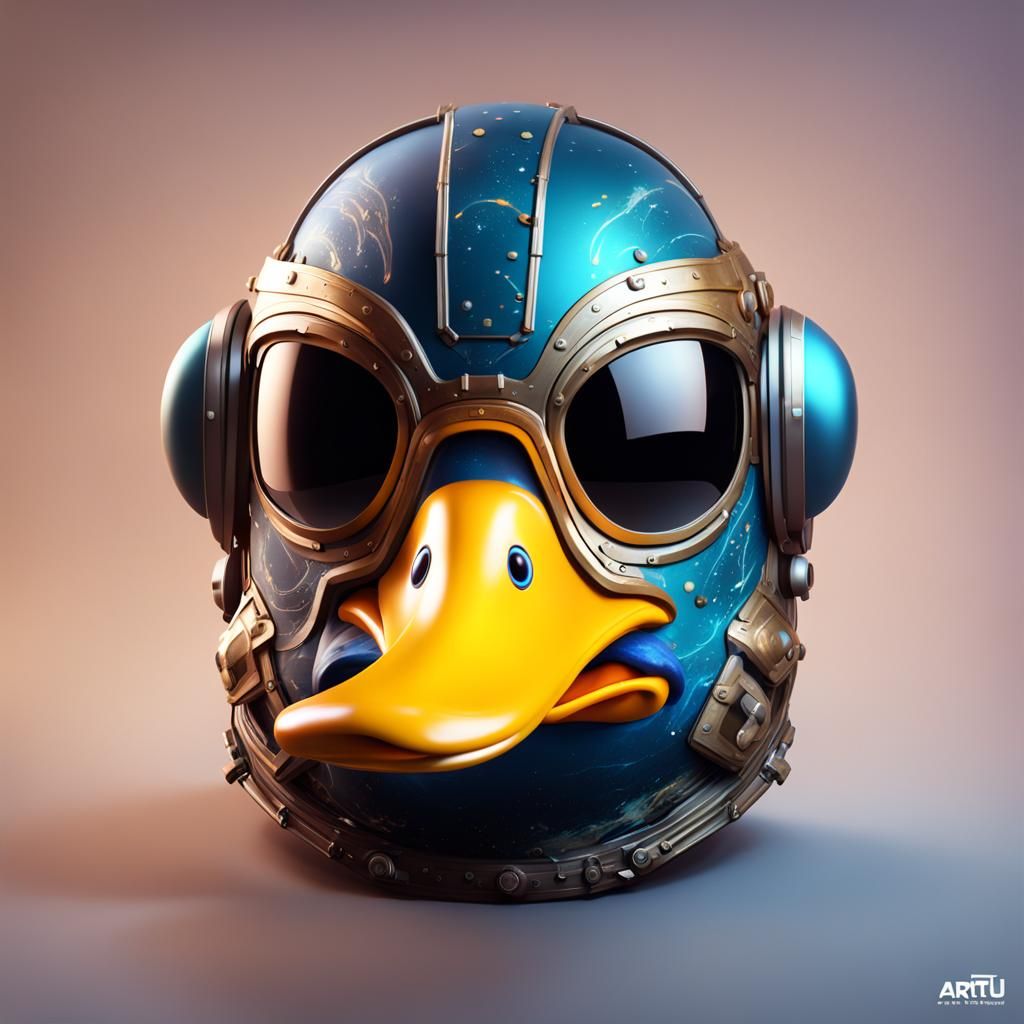 Fantastical Space Duck Helmet in Detailed Matte Painting