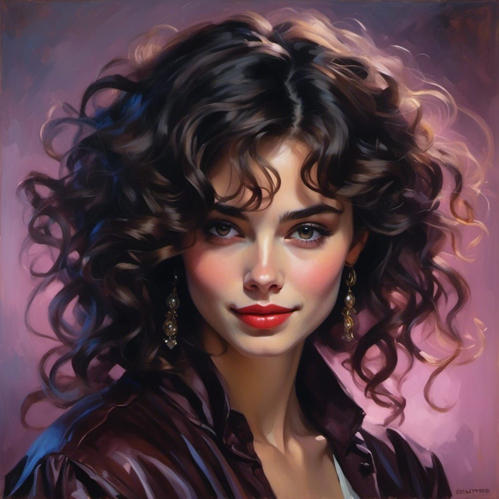 Beautiful Young Woman with Dark Hair and Brown Eyes