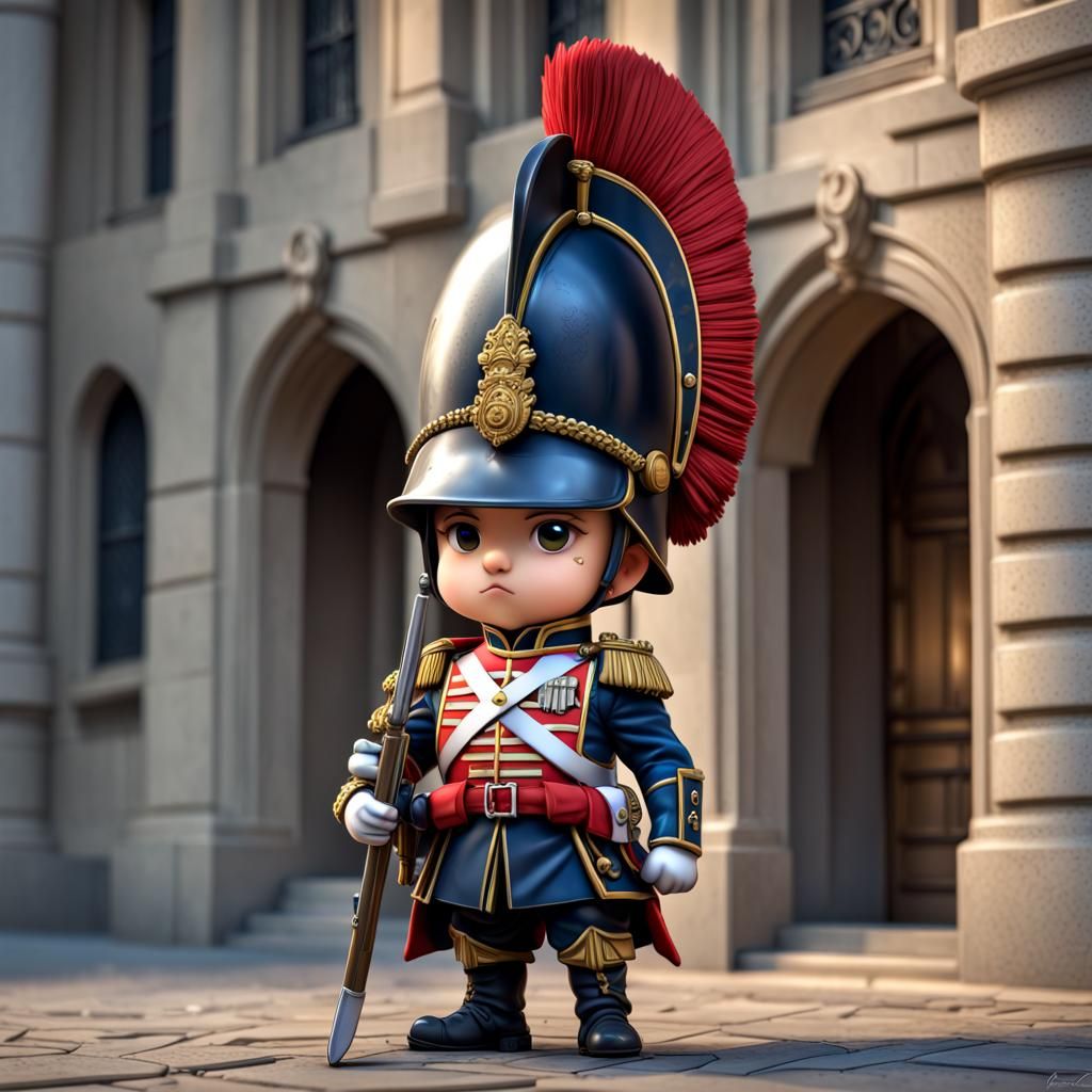 Chibi Grenadier Guard in Hyperrealistic Style