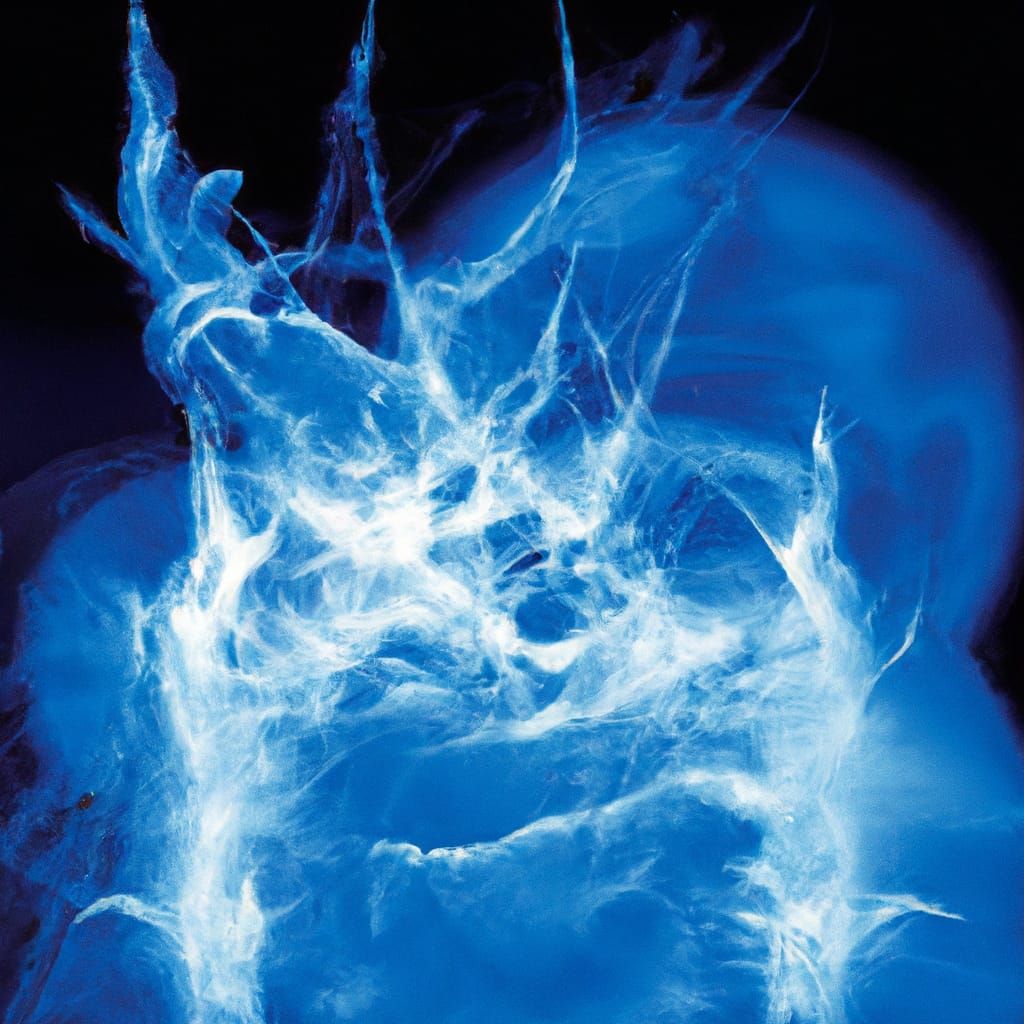 Dark Fantasy Concept Art: Glowing Brain Entity in Glass 'A'