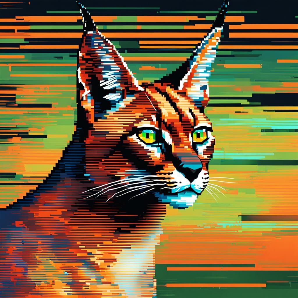 Caracal, glitch pixel art 😼🎨