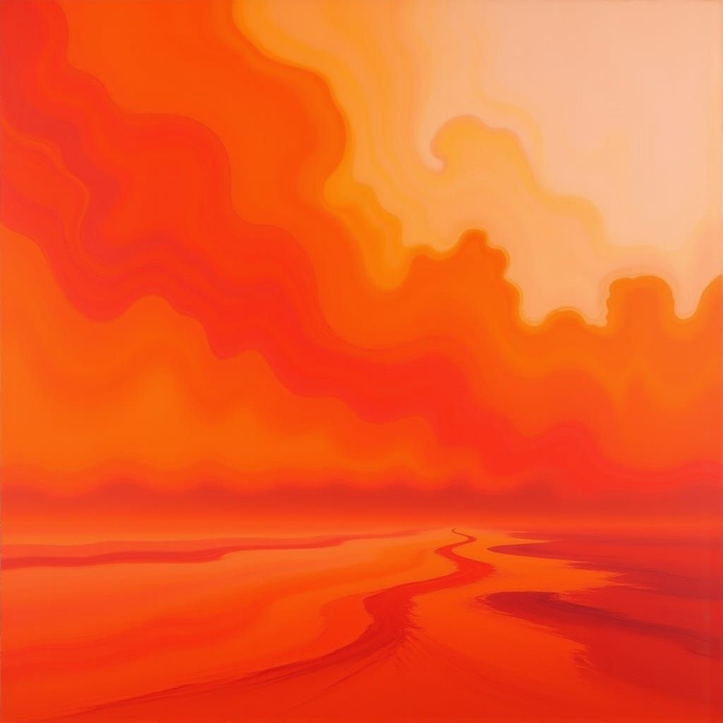 Vibrant Orange Dreamscapes in Dynamic Abstraction