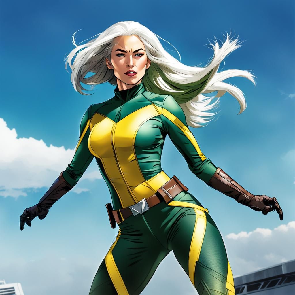 Flying Superheroine in Classic Comic Book Style