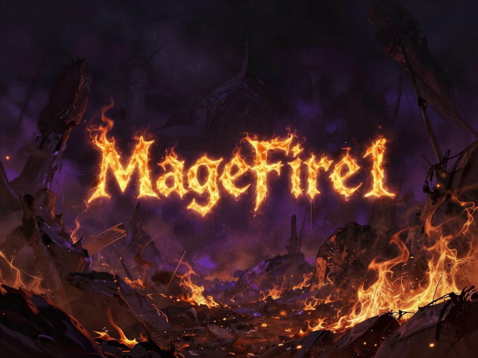 Dark Fantasy Landscape of Fire and Ash