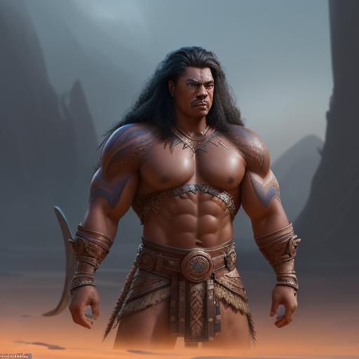 Spectacular Tongan Warrior in Epic Fantasy Art