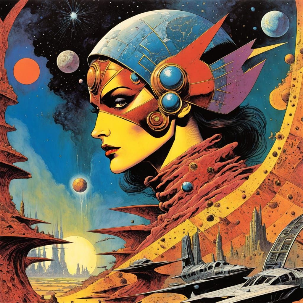 Vibrant Surreal Sci-Fi Comic Book Art