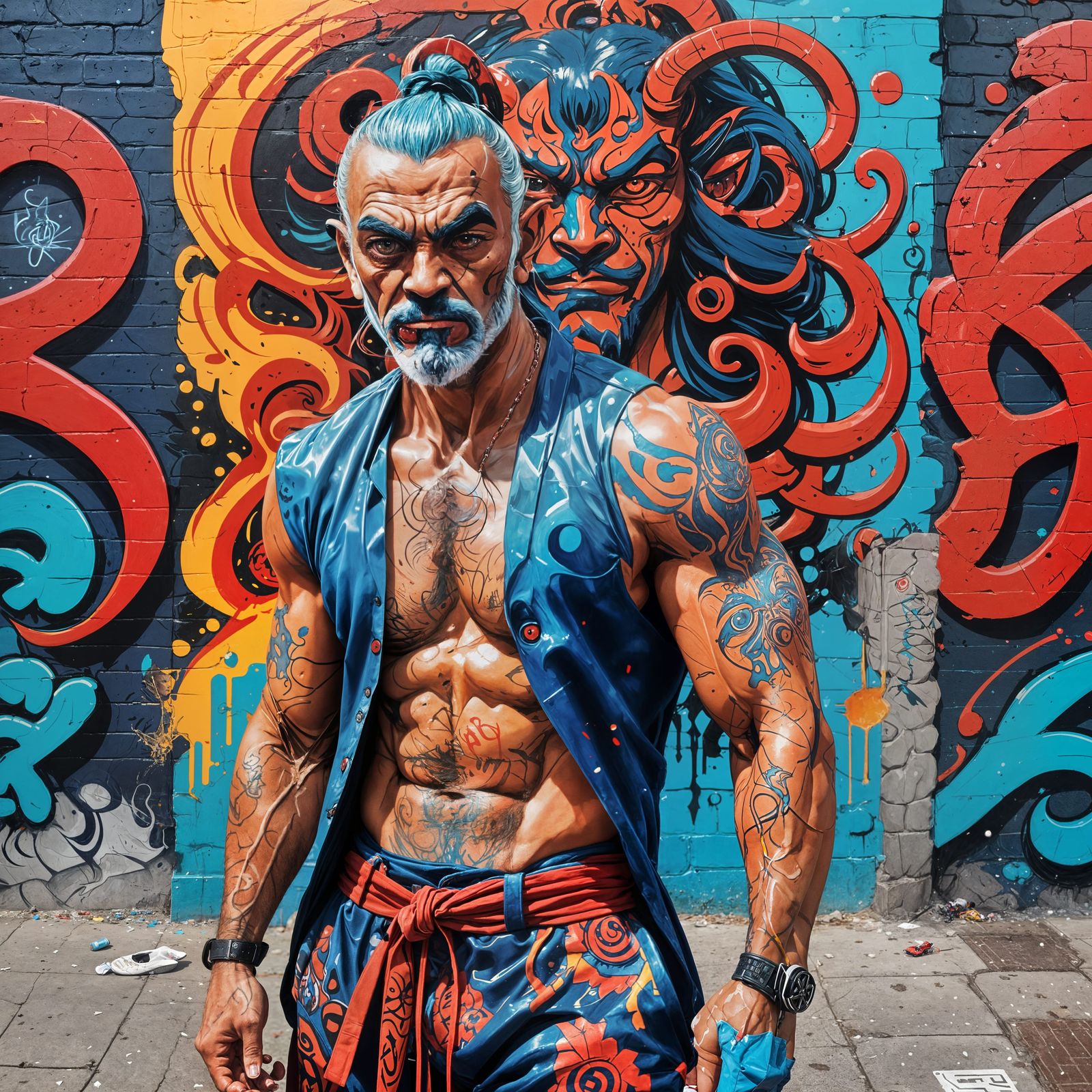 Gigachad Oni in Arabian Nights Attire