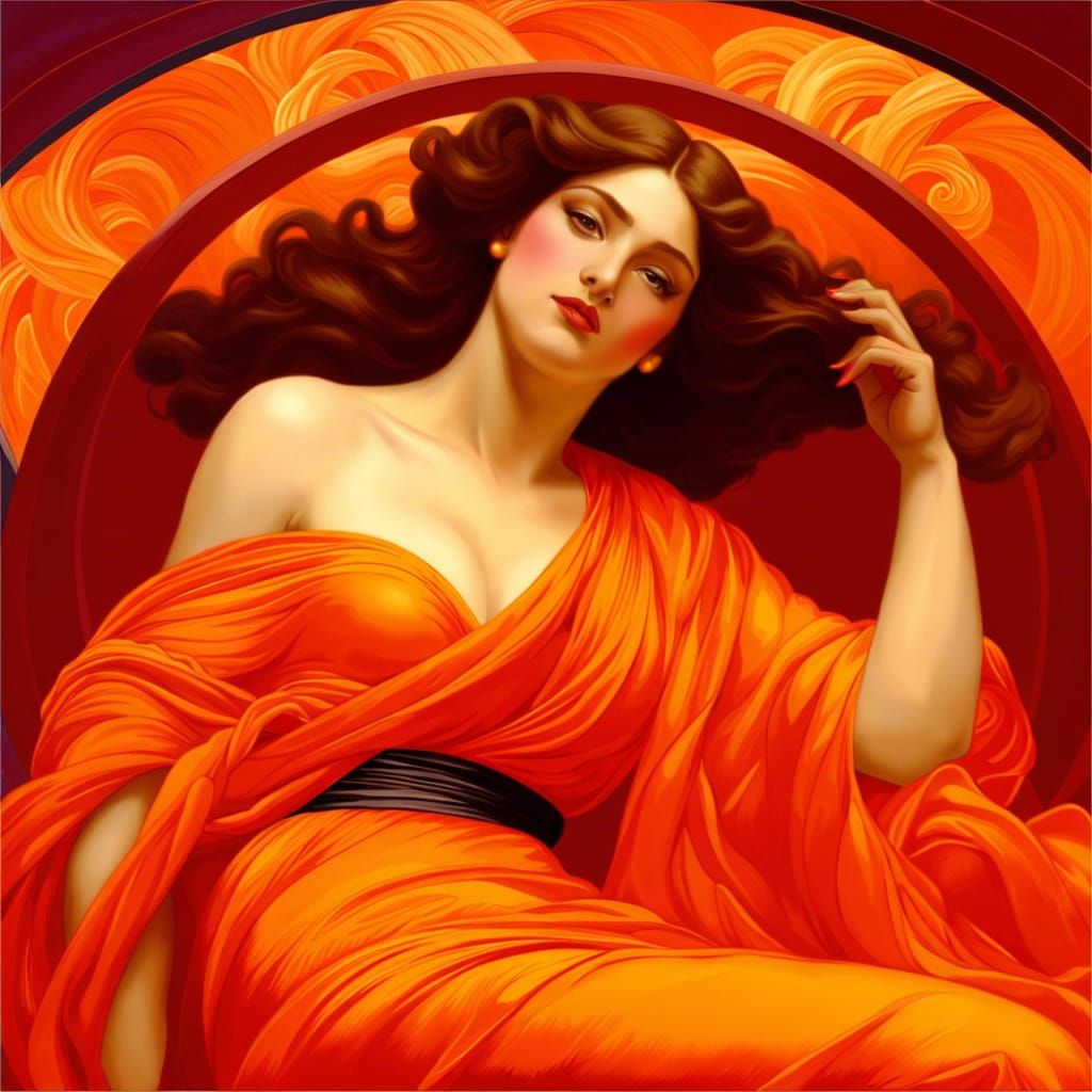Elegant Lady in Flaming June Style