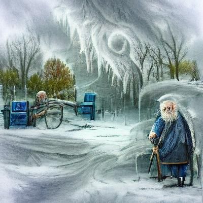 Ancient Winter Scene Depicted in a Classic Style