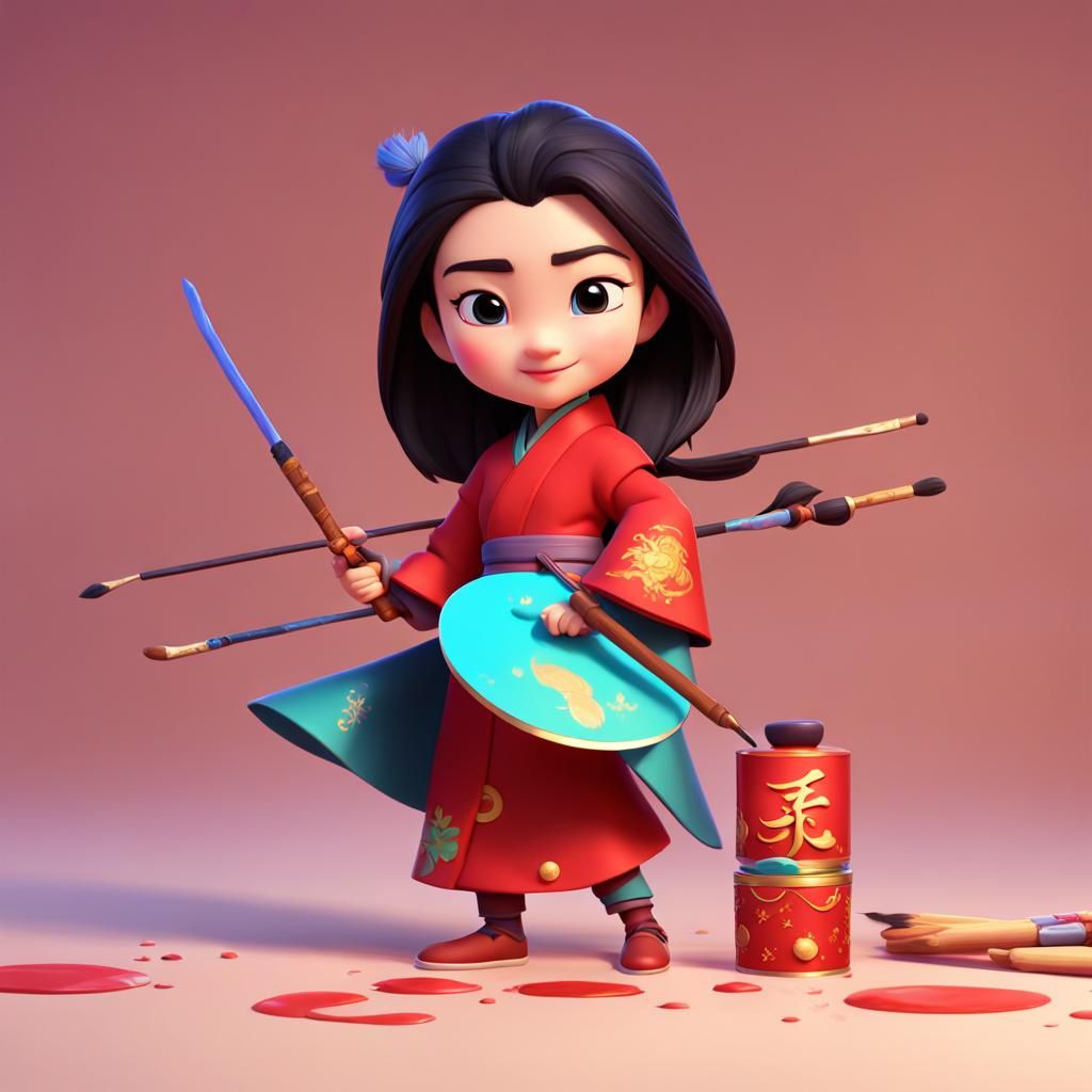 Disney Inspired Chibi Mulan Paints a Masterpiece in Vibrant....