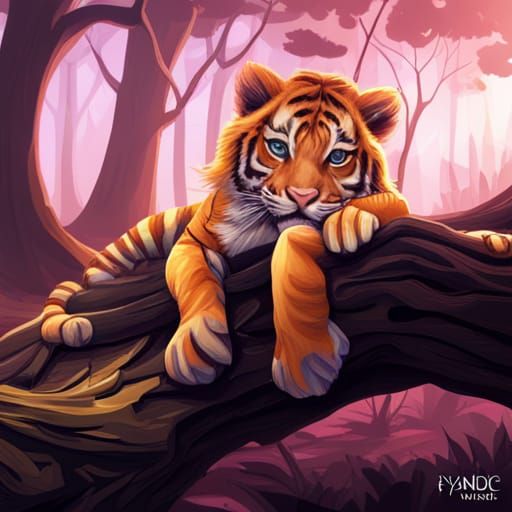 Surreal Tiger Portrait in Vibrant Triadic Colors
