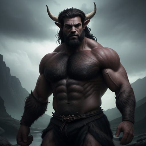 Muscular Satyr in Epic Wilderness - Digital Matte Painting