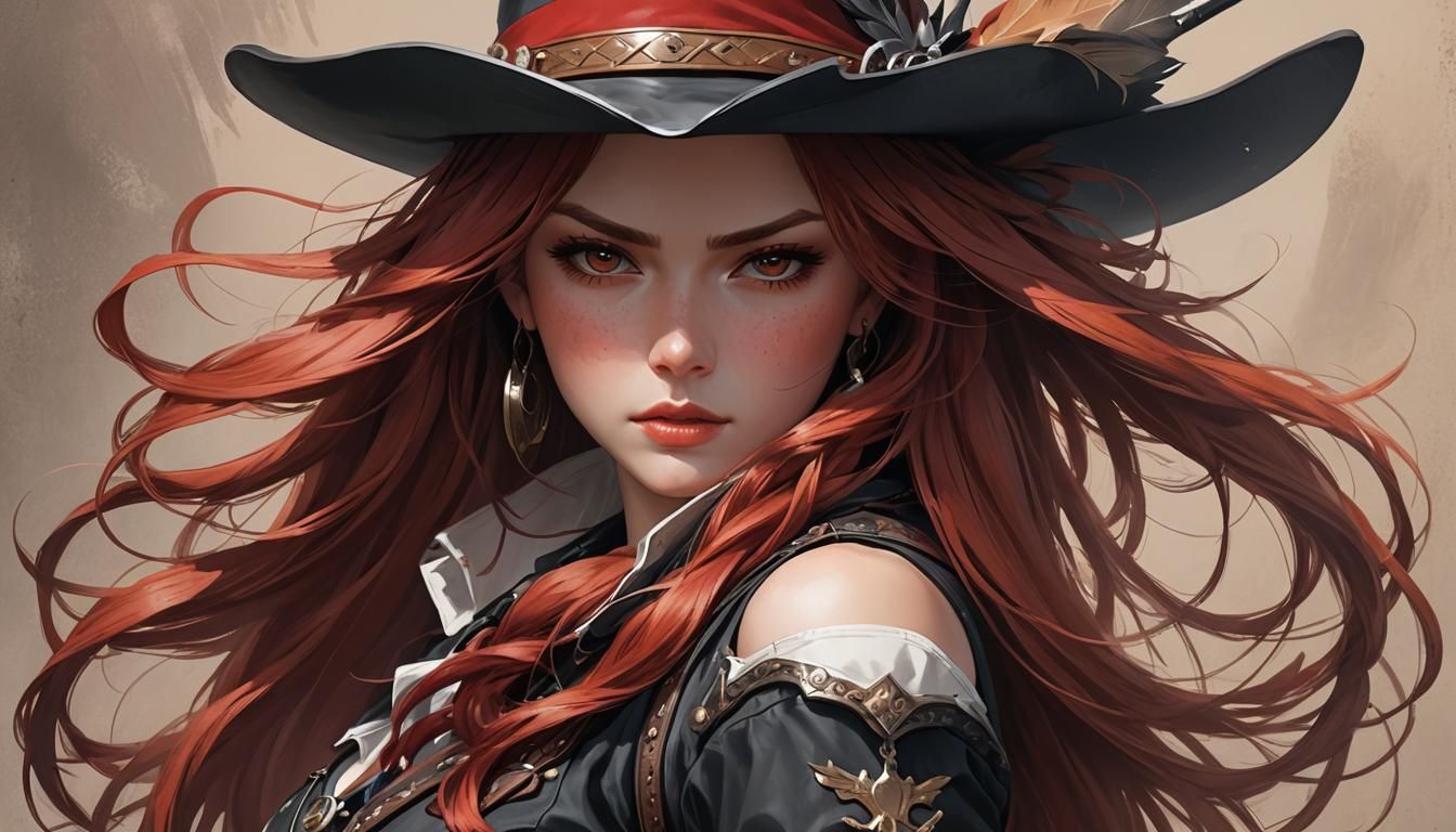 Cartoon Portrait of a Wild West Gunslinger as Anime Art