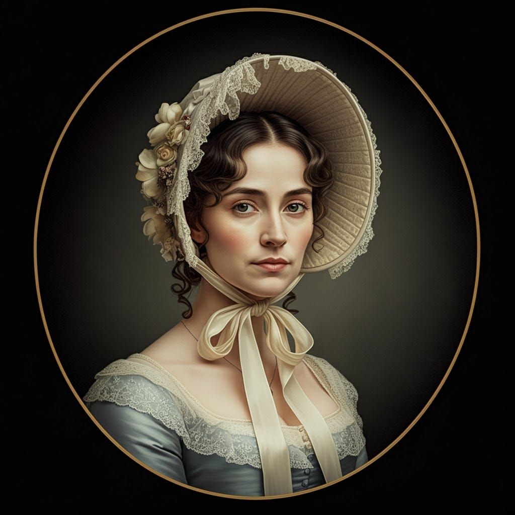 Elegant Regency Lady in Antique Frame