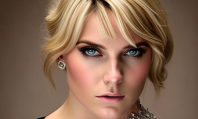 Smoldering Blonde Girl in the Style of Dave Naz