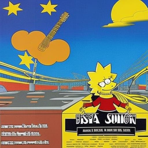 Surreal 90s Pop Album Cover Featuring Lisa Simpson