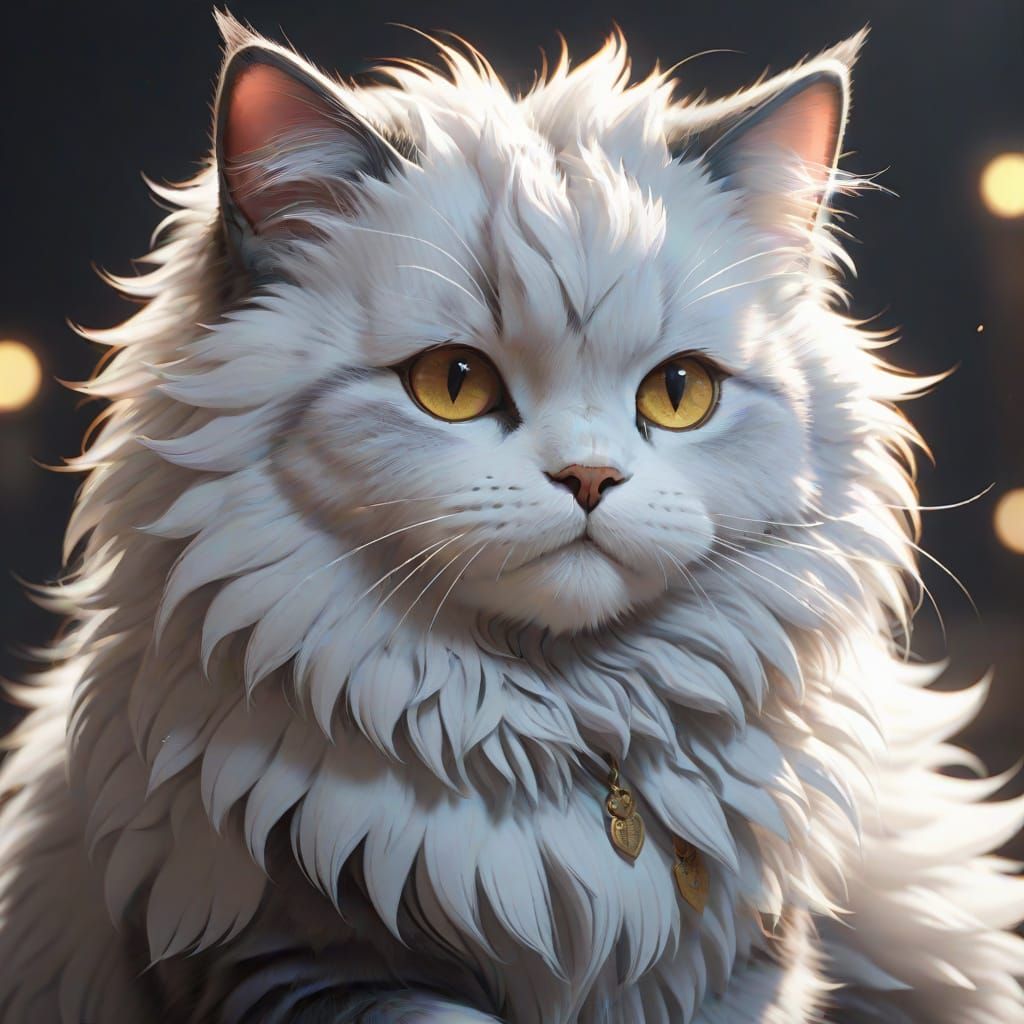 Fluffy Cat in Detailed 3D Anime Art