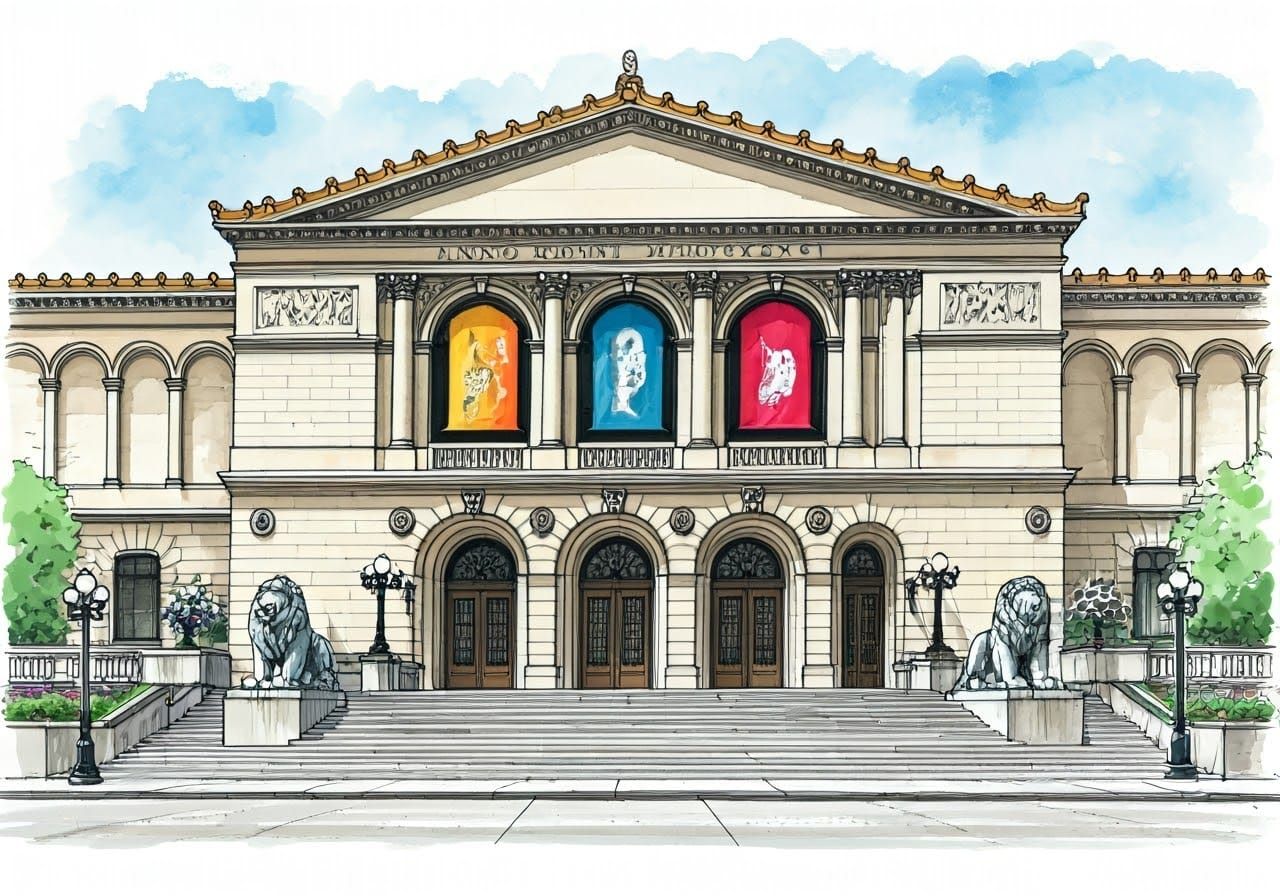 Ethereal Art Institute of Chicago in Dreamlike Watercolor an...