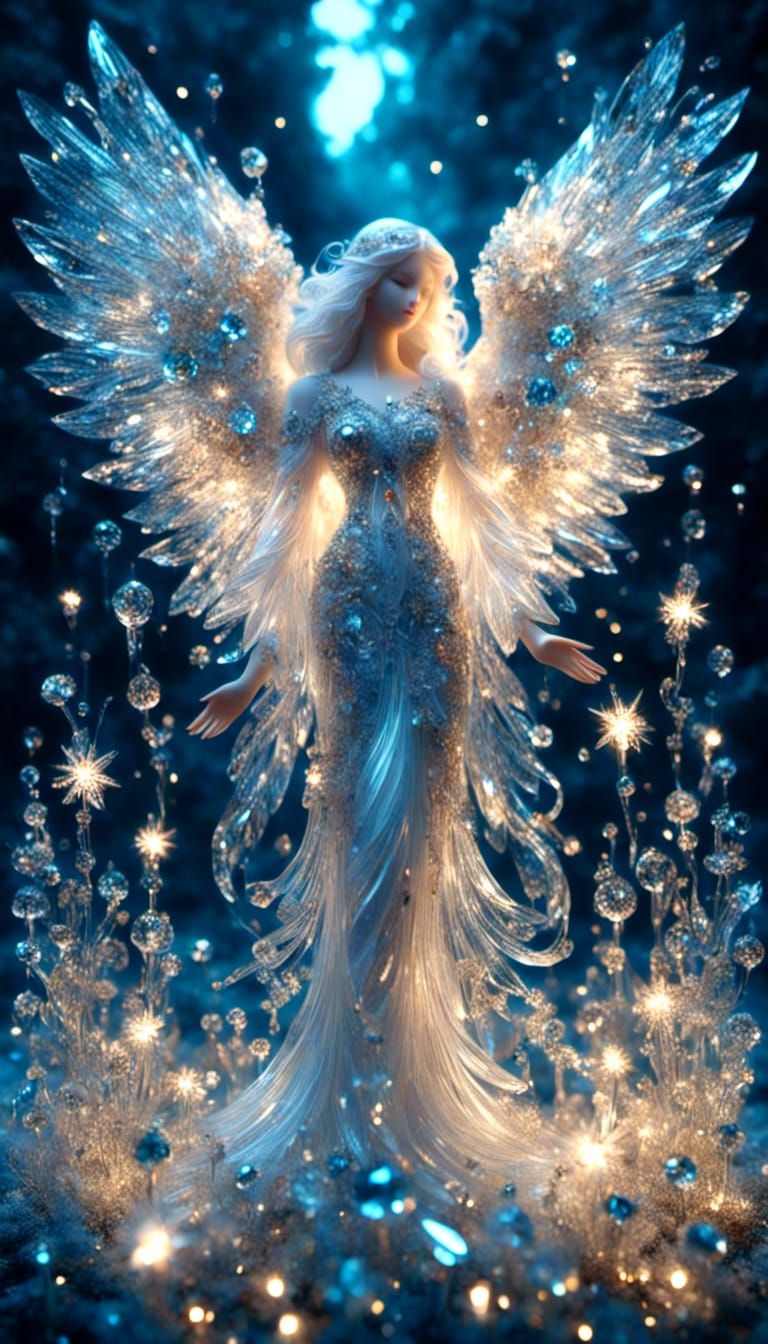 Elegant Transparent Angel in a Luxe Fantasy Setting