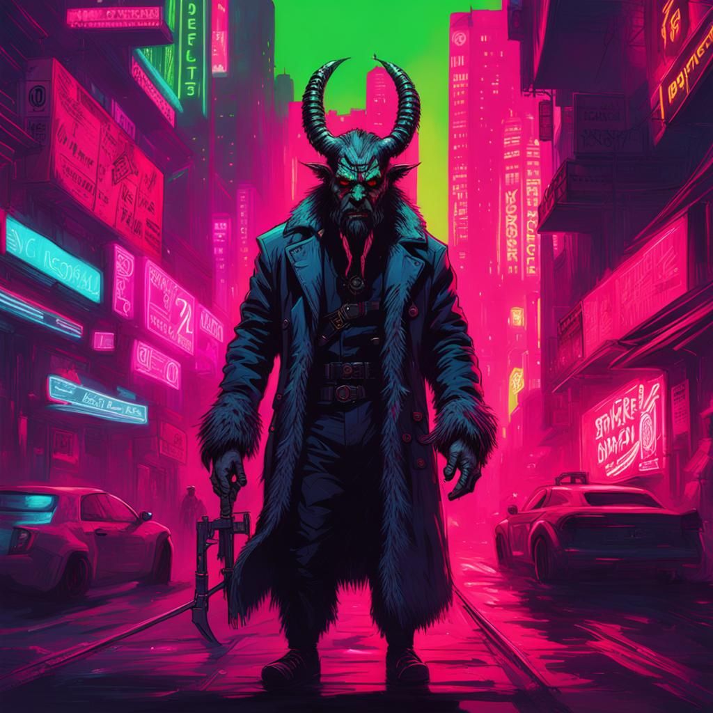 Krampus in Cyberpunk Haze