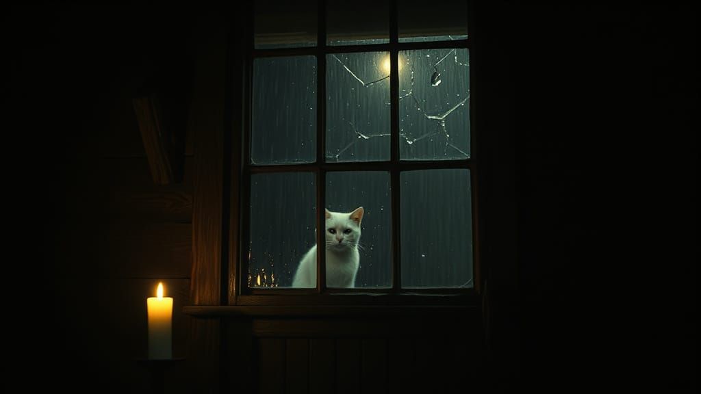 Moody House with Cat in Washed-Out Agfa Film Style