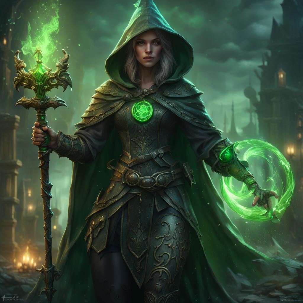 Female Warrior Witch in Fantasy Armor